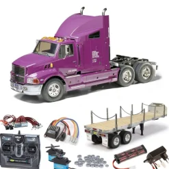 Tamiya 56309SETTRTruck Ford Aeromax komplett inkl. Flachbett, LED, Kugellager mit Carbon-Look Steuerung