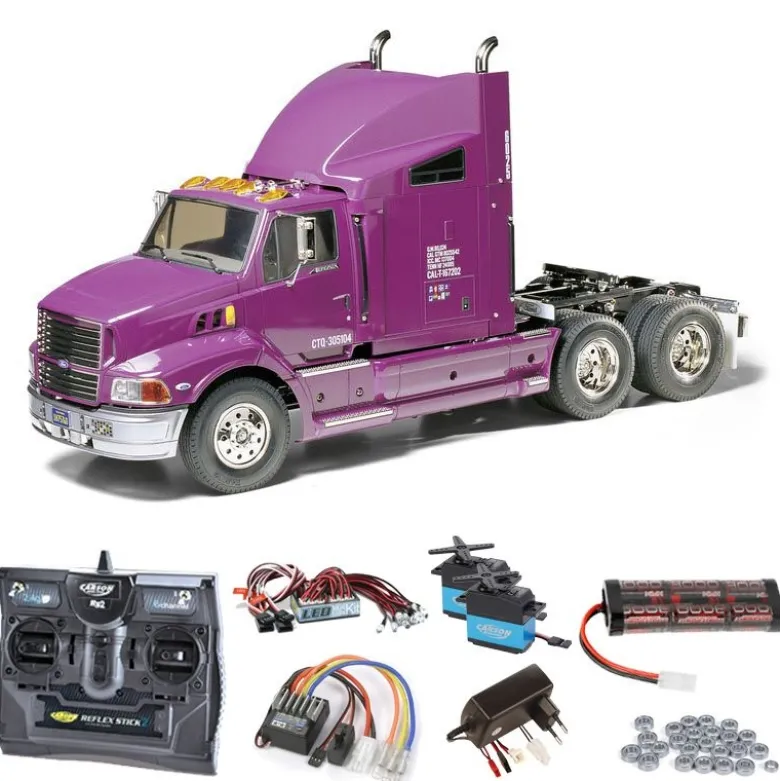 Tamiya 56309SET2Truck Ford Aeromax Komplettset + LED, Kugellager mit Carbon-Look Steuerung