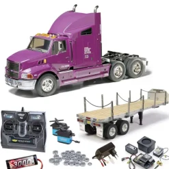 Tamiya 56309SET3Truck Ford Aeromax komplett + MFC-01, Flachbett, Kugellager mit Carbon-Look Steuerung
