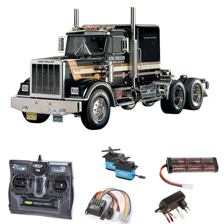 Tamiya 56336SETTruck King Hauler Black Edition 2,4GHz Komplettset mit Carbon-Look Steuerung