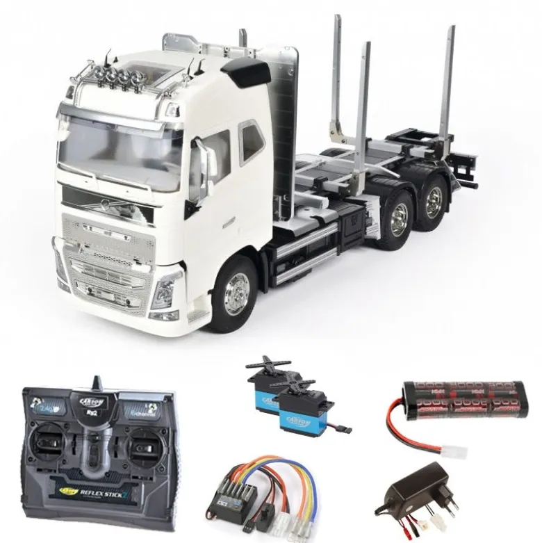 Tamiya 56360SETVolvo FH16 Globetrotter 750 6x4 Timber Truck Komplettset mit Carbon-Look Steuerung