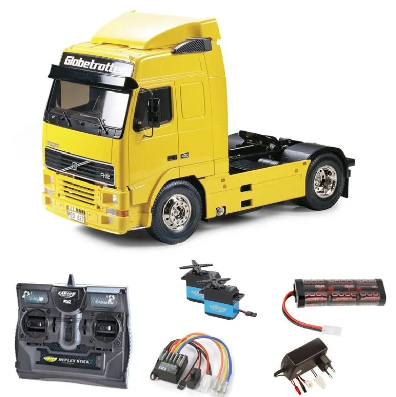 Tamiya 56312SETVolvo FH12 Globetrotter 420 2,4GHz Komplett-Set mit Carbon-Look Steuerung