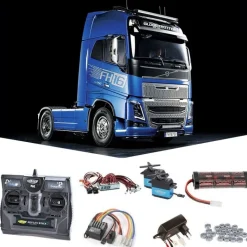 Tamiya 56375SET2Volvo FH16 XL 750 4x2 Globetrotter Truck 1:14 SET2 Komplettset + LED & Lagersatz, Carbon-Look Funke