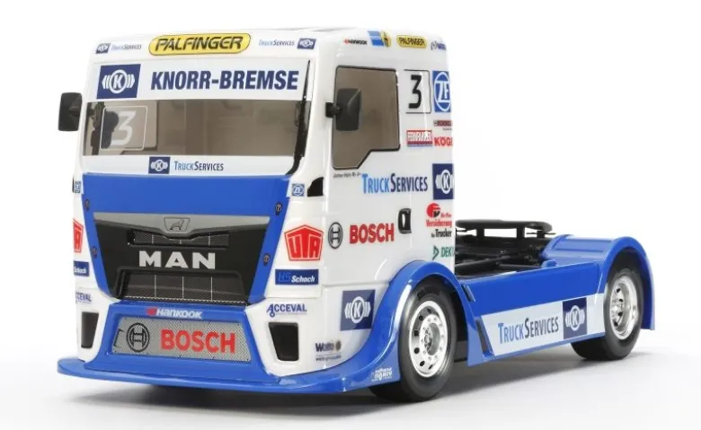 Tamiya 58632Team Hahn Racing MAN TGS TT-01E, Bausatz inkl. Regler, 1:14