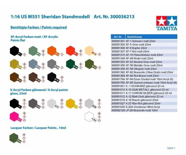Tamiya 36213US M551 Sheridan Standmodell 1:16