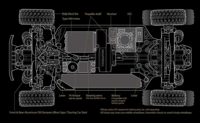 Tamiya 58738XM-01 Pro Chassis Kit 4WD Tourenwagen 1:10 Bausatz M-Chassis größe 210/225/239MM Radstand