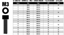 Team Corally C-38510Stahl Schrauben Set M3 Innensechskantkopf 12.9 (375 St)