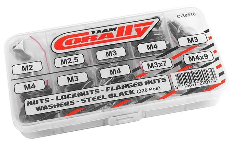 Team Corally C-38516Stoppmuttern, Muttern, U-Scheiben Set M2 / M2.5 / M3 / M4