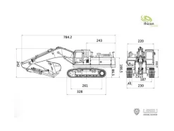 Thicon Models 583001:14 Kettenbagger 36t Bausatz aus Edelstahl mit Hydraulik 15kg schwer!
