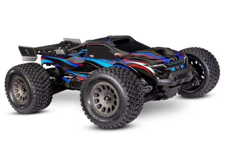 Traxxas 108076-1-BLUEMINI-XRT V2 3S 4x4 1:16 Monster-Truck RTR 2026, HD, blau mit 2S Lipo/Lader Brushless Version 2026