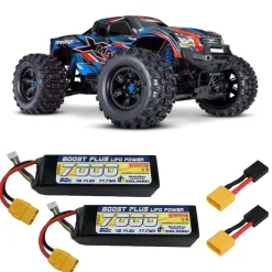 Traxxas 77096-4BLUESET2X-MAXX 8S 4x4 VXL Brushless Monster-Truck 1/7 RTR, blau inkl. 2x 4S Lipo-Akku & Adapter