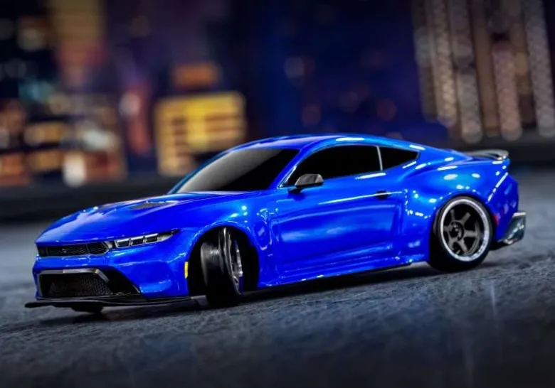 Traxxas 105237-4BLUE4-TEC Ford Mustang Brushed Drift 1:10 RTR, blau