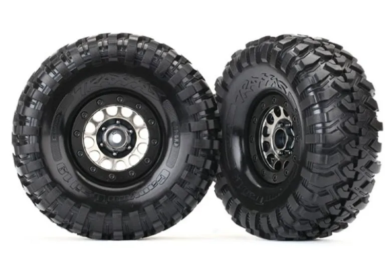 Traxxas 8174Crawler Reifen auf Felge schwarz/chrome montiert 1.9" TRX-4