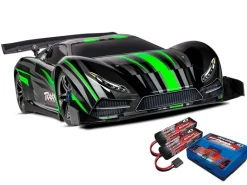 Traxxas 64077-3GRNSETX0-1 Supercar BL mit TSM TQ-Wireless bis 160km/H grün Set mit original Traxxas 2x3S LiPo und Dual Ladegerät