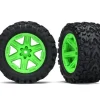 Traxxas 6773GTalon Extreme Reifen auf Felge grün montiert für Rustler 4x4