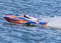 Traxxas 103076-4-ORNGSET2SPARTAN SR 36-Zoll Rennboot Brushless RTR, orange Set 2 mit Traxxas Duo Ladegerät + 2x 2S LiPo-Akku 7600mAh