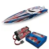 Traxxas 103076-4-REDSET1SPARTAN SR 36-Zoll Rennboot Brushless RTR, rot Set 1 mit Traxxas Duo Ladegerät + 2x 3S LiPo-Akku 5000mAh