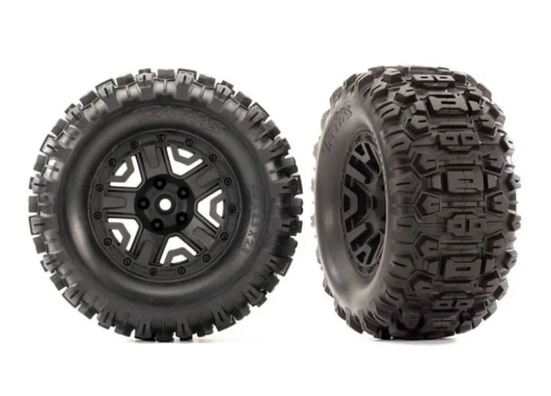 Traxxas 6792Sledgehammer Reifen auf Felge 2.8 schwarz 12mm, Rustler 4x4