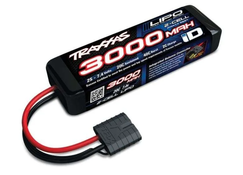 Traxxas 2827XLiPo Akku Power Cell 3000mAh 7,4V 2s 20C mit iD-Stecker Top Lipo für alle TRX-4 Rustler Slash 2WD 4X4 etc