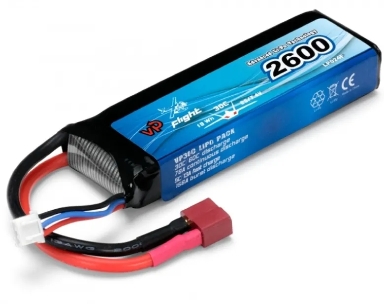 Vapex VPLP024FDLiPo Akku 2S 7,4V 2600mAh 30C mit T-Stecker 105x34x15mm